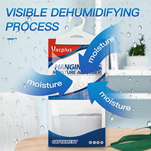 Vacplus Moisture Absorber, 15Pack Hanging, Strong Absorption, Unscented | Closet, Enclosed Spaces, Bathroom, Odor Eliminator, Dehumidifier Bags, 9.8 OZ - size: 15 pack