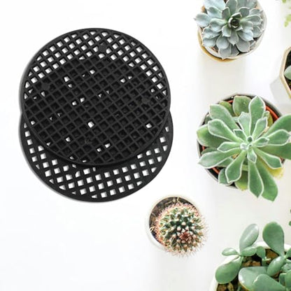 Plant Drainage Mesh Pads, 2.2 Inch, 50pcs Plastic Grid Mat | Round, Breathable Soil Guard, for Potted Plants, Bonsai, Black - size: 2.2 Inch