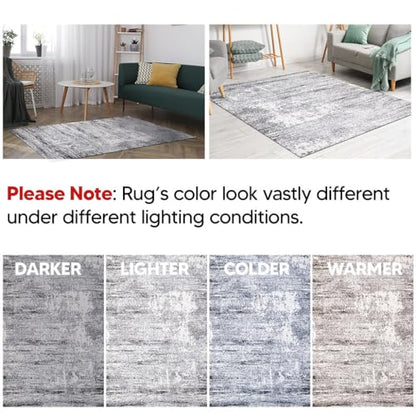 Keen Home Design Runner Rugs - 32"x119" Non-Shedding, Thick Pile Abstract Rugs for Kitchen, Living Room, Bedroom, Dining Room, Entryway - Size: 2'8" x 9'11", Abstract Cream/Grey - color: Abstract Cream/Grey, size: 2'8" x 9'11" (Runner)