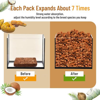 Riare 8Pack Coconut Husk Chip for Reptiles, 8.8LB Coconut Fiber Substrate | Coco Chips Substrate Coconut Husk Bedding for Snakes, Tortoises, Ball Python, Bearded Dragon, Geckos, Lizards, Frogs - color: 8 pack