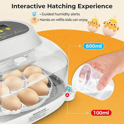 Sailnovo 24 Eggs Incubator, 4 Modes, Temp Control & Humidity Display, Grey | 3 Preset Modes, Built-in Candler, 360 View Window, Humidity Alarm, Easy Clean, Chicken Duck Quail eggs, Home Classroom Farm - color: Grey, size: 24 Eggs