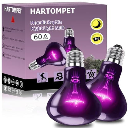 60W Reptile Night Light Bulb, Upgraded Moonlight UVA Heat Lamp | Simulates Natural Moonlight, Supports Nighttime Activity & Natural Behaviors for Bearded Dragons, Lizards, Snakes, Amphibians