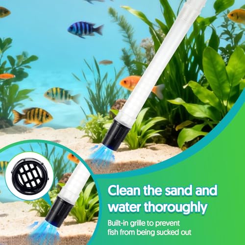 Fish Tank Cleaner Gravel Vacuum for Aquarium | Aquarium Siphon, Water Changer, Double Sided Sponge Brush Algae Scraper, Fish Tank Cleaning Kit, Gravel & Sand Cleaning - color: Black