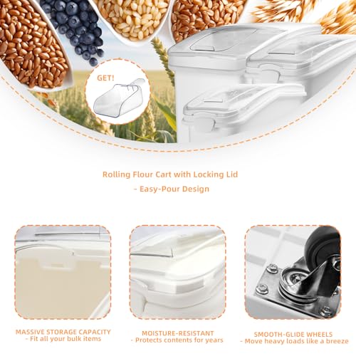 Ingredient Storage Bin,31 Gallon Dispenser Bin with Scoop for Dry Food, Sugar, Baking Supplies,Kitchen Rice Cereal Flour Bin,BPA Free,Pet Food Storage Container,Dog Cat Birds Food (31 Gallon) - size: 31 Gallon