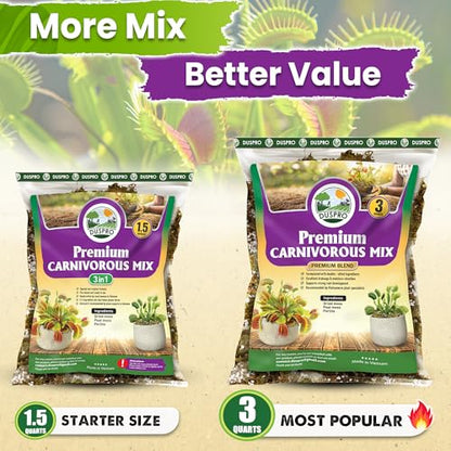 Carnivorous Plant Soil Mix, 3in1 Pre-Mixed & Ready to Use, 1.5 QT | Forest Moss, Peat Moss & Perlite, Balanced Moisture, Drainage & Airflow for Venus Flytrap, Pitcher Plant, Sundew & Butterwort - size: 1.5 QT