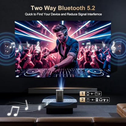 [Electric Focus] Projector with WiFi and Bluetooth, Native 1080P 15,000 Lumens 4K Supported, Agreago Outdoor Movie Projector for Home Theater UP to 300", for iOS/Android/TV Stick/HDMI/USB (Gray)