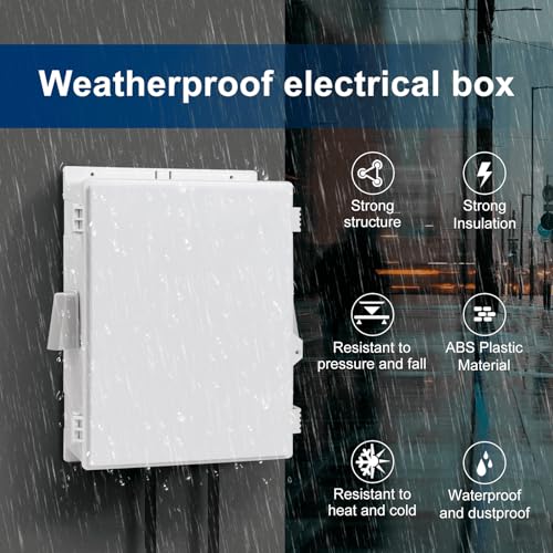 Namunanee Outdoor Electrical Box with Thermostat and Fan, ABS Water Resistant Enclosure with Internal Mounting Panel & Hinged Cover,16" H* 12" L* 5.9" W Plug & Play. - size: 16"H x 12"L x 5.9"W & Thermostat