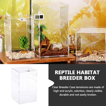 NUOBESTY Magnetic Modular Reptile Breeding Box 12x12x20cm High Transparency Pet Spider and Reptile Storage Holder Terrarium Suitable for Breeders and Transport