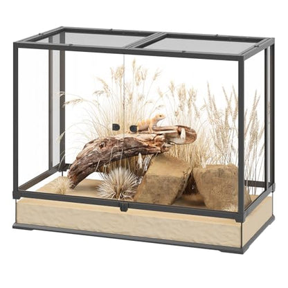 Erinnyees 74 Gallon Tall Reptile Terrarium, Large Vertical Reptile Enclosure with Front Opening Doors, Top Screen Ventilation, Raised Base and Cable Port for Crested Geckos, Anoles and Tree Frogs - size: 74 Gallon