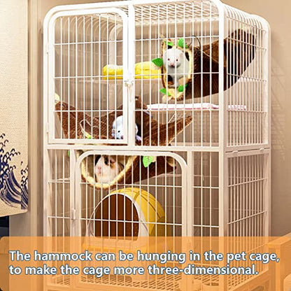 LEFTSTARER Guinea Pig Ferret Rat Hammock Toy Small Animal Cage Accessories Hideout Tunnel & Bunkbed Hammock for Rat Ferret Guinea Pig Hamster Sugar Glider Chinchilla, 1.Forest Hammock Set - color: 1.Hammock + tunnel