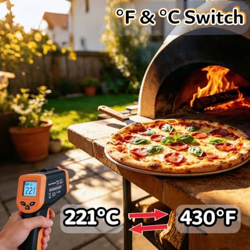 Blackstone Infrared Thermometer Temperature Gun for Cooking -58℉~1022℉ | IR Thermometer for Pizza Oven Griddle Cast Iron Non-Contact Digital Laser Thermometer Gun with Carrying Case (NOT for Human) - color: Black