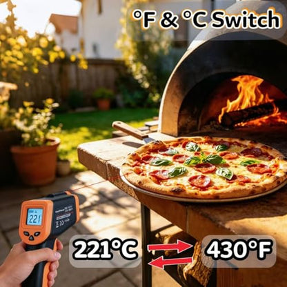 Blackstone Infrared Thermometer Temperature Gun for Cooking -58℉~1022℉ | IR Thermometer for Pizza Oven Griddle Cast Iron Non-Contact Digital Laser Thermometer Gun with Carrying Case (NOT for Human) - color: Black