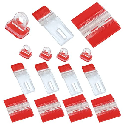 15 Pcs Acrylic Hinge&Self-Adhesive Latches Kit, 30x35mm Transparent Hinges | Clear continuous hinges with self-adhesive buckles, easy installation for DIY acrylic cabinets and aquarium accessories