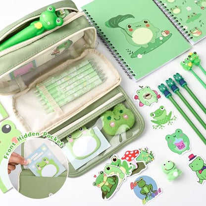 Ulema 52pcs Cute Frog Stationery Set Frog Gifts for Boys Girls Birthday Back to School and Classroom Rewards Office Supplies with Frogs Stuff. - style: Frog