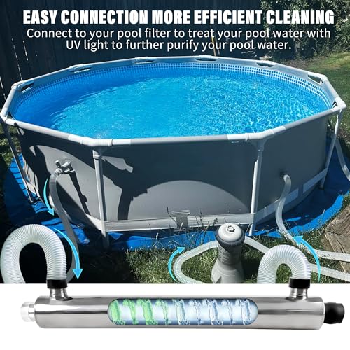 55W UV Light for Above Groud Pool Cold Plunge Aquarium Algae Control with UVC Bulb Stainless Steel Ultraviolet Green Water Machine Algae Remover for Pond - size: 55W Stainless Steel