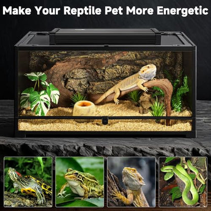T5 UVB Reptile Light Fixture Upgrade Square HO UVB Bulb Lighting Combo Kit 10.0 UVB Light for Reptiles Terrarium Fluorescent 24W Reptile Light Bar UVA UVB Desert Lamp for Bearded Dragon Turtle Tank - size: 24W 22IN
