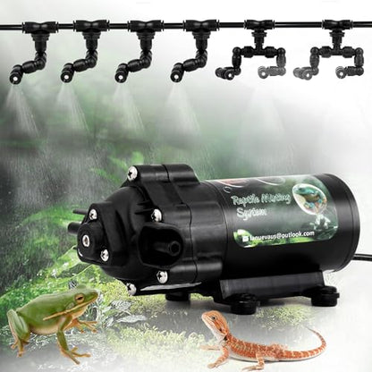 LANUEVA Reptile Humidifier Quieter Mister with 6 Nozzles (without Timer) | Mister Fogger for Terrarium with 4 Single Misting Nozzle+2 Double Nozzle, Automatic Spray System for Chameleon, Lizard, Snake - size: Pump without Outlet Timer
