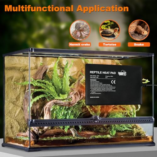 LUCKY HERP Reptile Heat Pad 8x12 Inch 16W Under Tank Terrarium Heating Mat, Reptile Heat Mat, Reptile Heating Pad for Turtle, Lizard, Hermit Crab, Frog, Snake - size: 8" X 12"