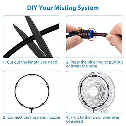 lifeegrn Misting Cooling System: Outdoor Mister System for Patio, 20 FT Misting Line+5 Mist Nozzles+3/4" Brass Adapter Garden Trampoline Greenhouse - size: 20 FT