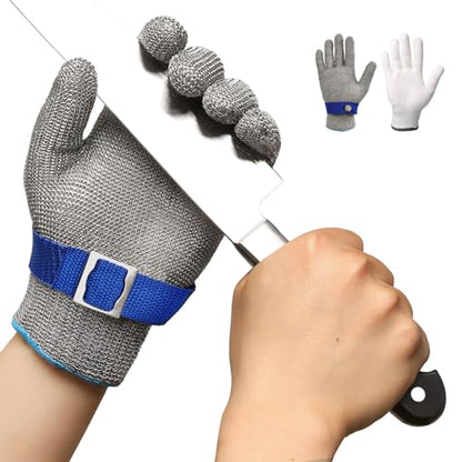 Schwer ANSI A9 Cut Resistant Glove, Food Grade Stainless Steel wire Mesh Metal Gloves, Knife Cutting Gloves for kitchen Mandoline Slicing Butcher Meat Cutting Oyster Shucking Fish Fillet（S, 1 PCS） - size: Small (Pack of 1), style: 2.0 Steel Wire+hppe
