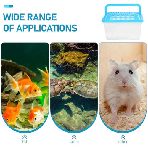 FOMIYES Plastic Turtle Fish Tank with Handle, Clear Aquarium Container for Small Pets, Tortoise Habitat, Goldfish Bowl, Reptile Transport Box, 5.11 X 3.54 X 3.54 Inch