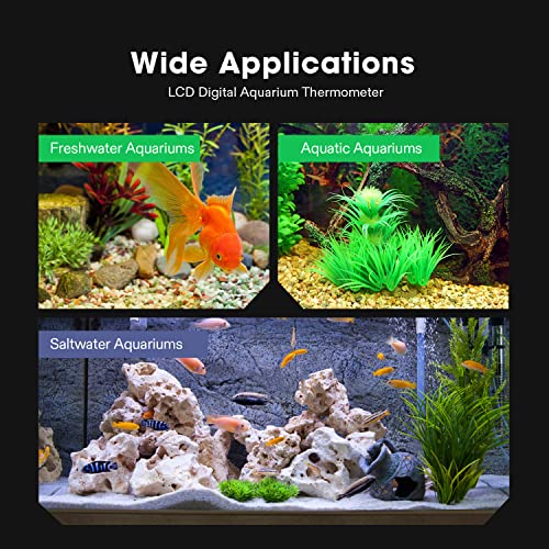 VIVOSUN 2-Pack LCD Digital Aquarium Thermometer | Fish Tank Water Terrarium Temperature with Suction Cup for Turtle - size: 2 packs