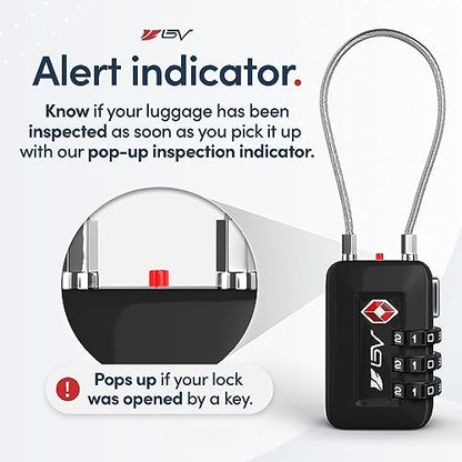 TSA Accepted Luggage Travel Lock, Set-Your-Own Combination Lock for School Gym Locker, Luggage Suitcase Baggage Locks, Filing Cabinets, Toolbox, Case (Black, 4 Pack) - color: Black 4-Pack