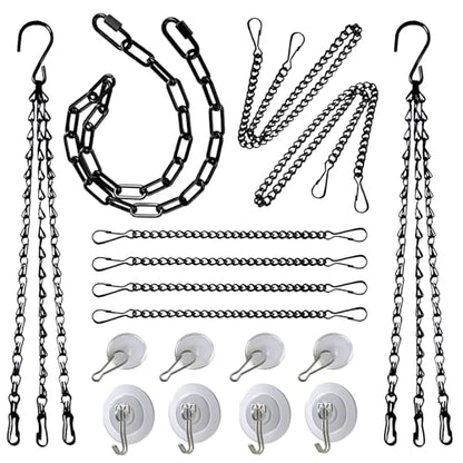 Stained Glass Hanging Chain Kit, 9 Black Metal Chains & 8 Hooks | Multi-Length Hanging Hardware for Stained Glass Panels, Suncatchers, Picture, Wood Signs, Plant Hangers & DIY Home Decor