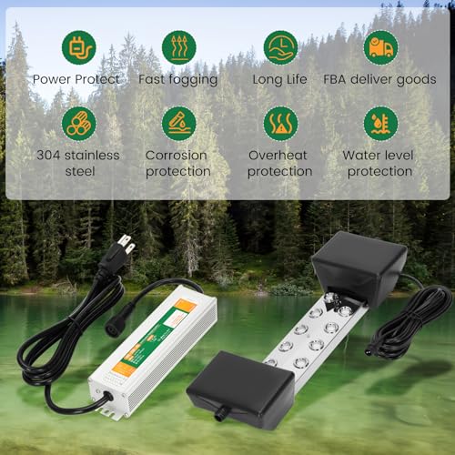 Ultrasonic Mist Maker Fogger 10 Head(8400ml/H),110V 350W Power Water Proof Ultrasonic Mister,Ultrasonic Fogger Humidifier with Float,for Vegetable Preservation,Landscape,Halloween Atmosphere - size: 10 HEAD