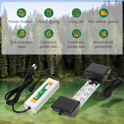 Ultrasonic Mist Maker Fogger 10 Head(8400ml/H),110V 350W Power Water Proof Ultrasonic Mister,Ultrasonic Fogger Humidifier with Float,for Vegetable Preservation,Landscape,Halloween Atmosphere - size: 10 HEAD