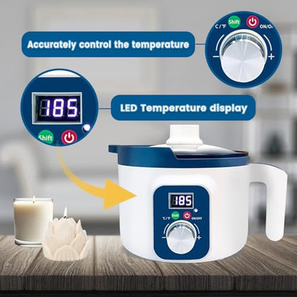 Digital Candle Melting Pot with Spout, Electric Wax Melter with Temperature Control 80–210°F for Candles Making, Soap Making, 10-Hour Auto Shut-Off & Constant Temperature Function Candle Wax Maker
