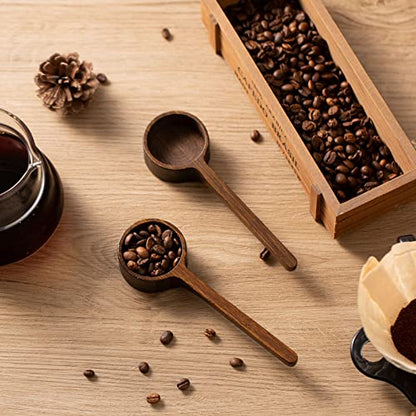 Bamboo Coffee Scoop Long Handle Measuring Scoop for Glass Food Jars - color: Brown 2 pcs