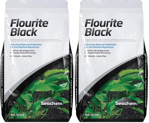 Seachem Flourite Black Clay Gravel - Stable Porous Natural Planted Aquarium Substrate 15.4 lbs (Pack of 2) - size: 15.4 lbs (Pack of 2)