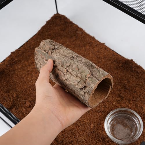 Veemoon Natural Tree Trunk Reptile Hide, Hollow Wood Log Lizard Hide Cave Reptile & Amphibian Habitat Hideouts Aquarium Climbing Platform Fish Tank Shelter Landscape for Pet Tank Supply, 8×4" - size: 20.00X7.00X7.00CM