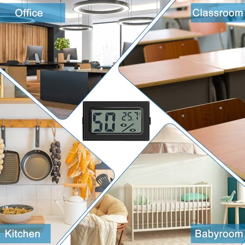 Kanayu 24 Pack Mini Digital Hygrometer Thermometers Indoor Humidity Monitor Temperature Humidity Gauge Meter with Fahrenheit for Greenhouse Garden Cellar Closet