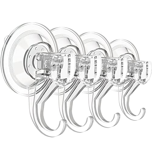 Suction Cup Hooks for Shower, Large Clear Heavy Duty Suction Cup Hooks, Wreath Hangers for Window Glass (4 Packs) - size: 4 Clear