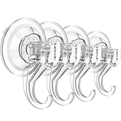 Suction Cup Hooks for Shower, Large Clear Heavy Duty Suction Cup Hooks, Wreath Hangers for Window Glass (4 Packs) - size: 4 Clear