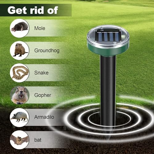 12Pcs Snake Repellent for Yard, Mole Repellent, Solar Ultrasonic Groundhog Gopher, Skunk, Vole, Rabbit, Rodent,Repellent Outdoor for Lawn Garden & Yard