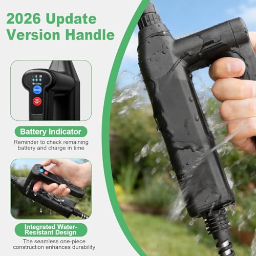 1.35 Gallon Battery Powered Sprayer, Electric Garden Sprayer with 3 Adjustable Pressures, Battery Indicator, Telescopic Wand, 4 Nozzles, Rechargeable Automatic Pump Sprayer for Lawn, Weed, Yard Care - color: Green