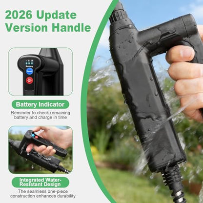 1.35 Gallon Battery Powered Sprayer, Electric Garden Sprayer with 3 Adjustable Pressures, Battery Indicator, Telescopic Wand, 4 Nozzles, Rechargeable Automatic Pump Sprayer for Lawn, Weed, Yard Care - color: Green