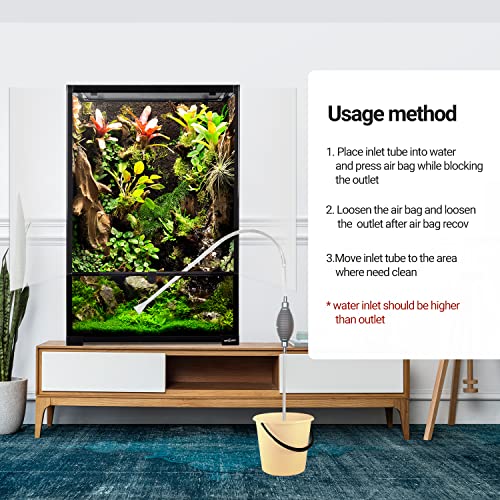 REPTIZOO 67 Gallon Large Reptile Terrarium 24"x18"x 36" Glass Paludarium Tank, Tall Reptile Enclosure Habitat with 10” Deep Base, Siphon Gravel Cleaner Set and Plants Growing Cotton Mat Included - size: 24"x18"x 36"