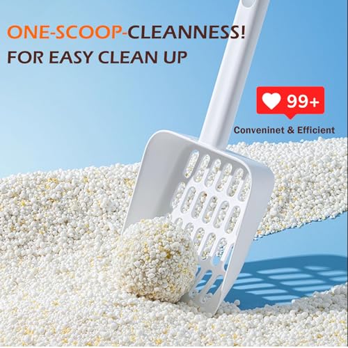 Cat Pooper Scooper, 2 in 1 Cat Litter Scoop with Holder Stand Cat Accessories Cat Supplies Kitty Litter Scoop Heavy Duty and Easy Clean - color: L-White