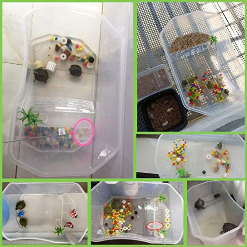 PINVNBY Plastic Turtle Tank Reptile Habitat Pet Terrariums Turtles Tank Aquarium Terrapin Topper Basking with Platform Plants,Durable,Safe, Non-Toxic(White) - color: White, size: 【1 PCS】