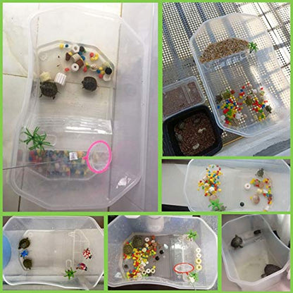 PINVNBY Plastic Turtle Tank Reptile Habitat Pet Terrariums Turtles Tank Aquarium Terrapin Topper Basking with Platform Plants,Durable,Safe, Non-Toxic(White) - color: White, size: 【1 PCS】