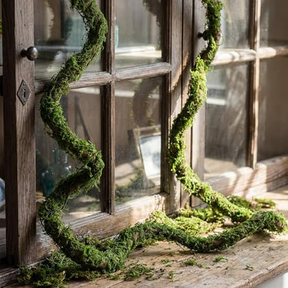 Janinka 2 Pcs 118in Large Bendable Artificial Tree Branches with Moss | Enchanted Forest Decorations, DIY Jungle Climber Vines, Fake Moss Jungle Party Decor, Garden Landscape Reptile Habitat Decor