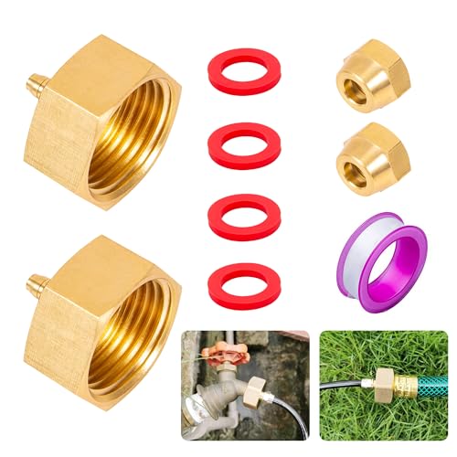 2 Pack Garden Hose Adapter, Solid Brass Standard 3/4" Female Thread to 1/4" Tube Adapter for Water Hose,Convert 3/4" Garden Hose to 1/4" Tube - size: 2 Sets 3/4" to 1/4" Adapter