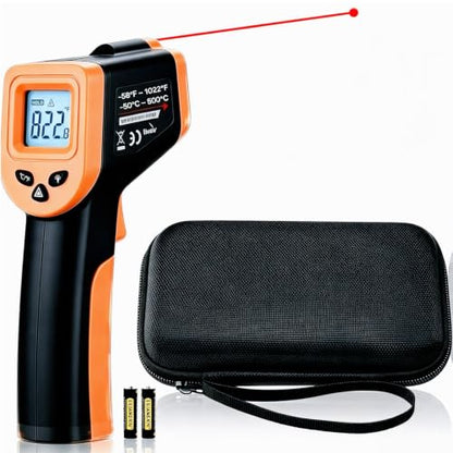 0.5 Seconds Fast Reading Cooking Thermometer Temperature Gun for Pizza Oven | IR Thermometer for Pizza Oven Griddle Cast Iron Non-Contact Digital Laser Thermometer Gun with Carrying Case (NOT for Human) - color: Yellow