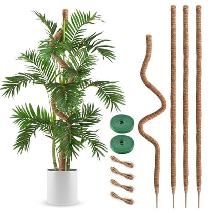 4 Pack Moss Pole 63 Inch Monstera Plant Sticks Support Tall Long Stakes | Climbing Indoor Large Bendable Handmade DIY Shape Grow Upwards - color: 4 Pack