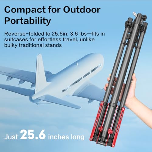 FreeSea MT-03C Carbon Fiber Tripod, Adjustable Heavy Duty Light Stand | 106" Tall Tripod with Flip-Lock & Gas Spring, Professional Studio Light Stand, Supports Boom Arm, Large Softbox, Flash