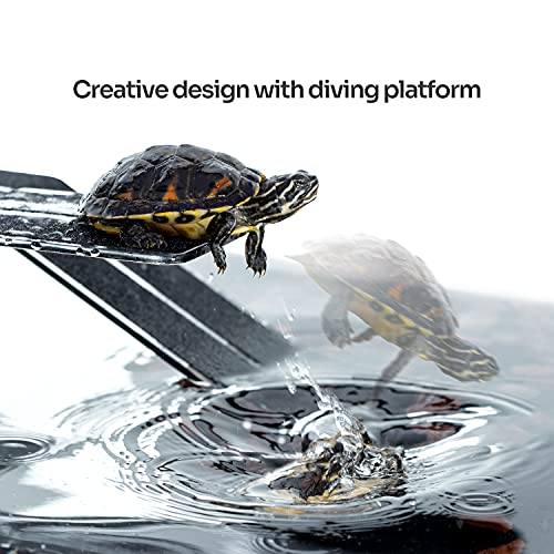 WACOOL Acrylic 3 in 1 Turtle Dock with Ramp & Diving Platform, Deluxe Turtle Platform Ramp for Turtle Resting Climbing Diving with Suction Cup (12.6" x 6.9" x 4")